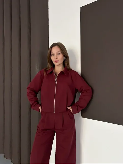 Trenç Takım Alt Üst Bordo Ons