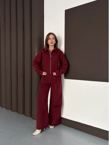 Trenç takım alt üst bordo ons