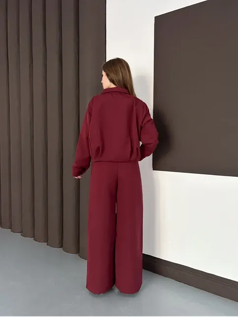 Trenç Takım Alt Üst Bordo Ons