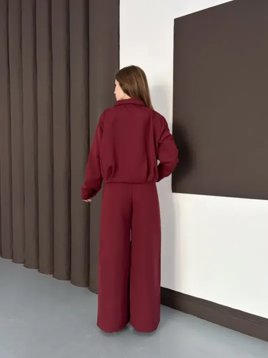 Trenç Takım Alt Üst Bordo Ons