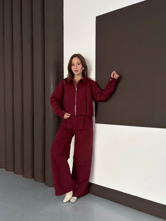 Trenç takım alt üst bordo ons