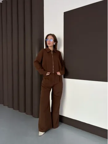 Trenç Takım Alt Üst Kahve Ons