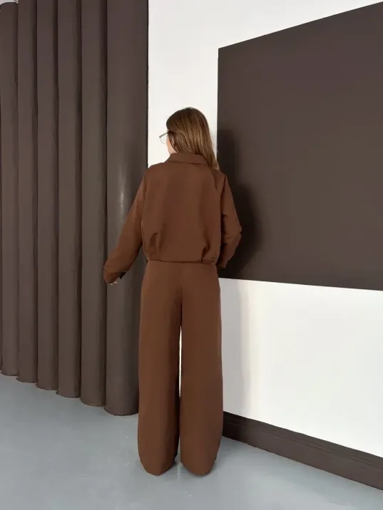 Trenç Takım Alt Üst Kahve Ons