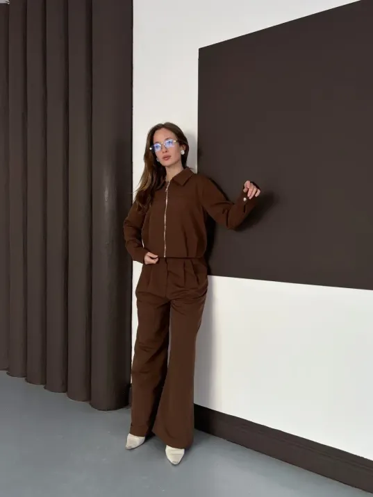 Trenç Takım Alt Üst Kahve Ons