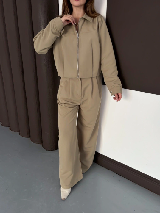 Trenç takım alt üst haki ons