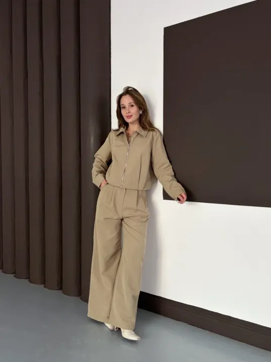 Trenç Takım Alt Üst Haki Ons