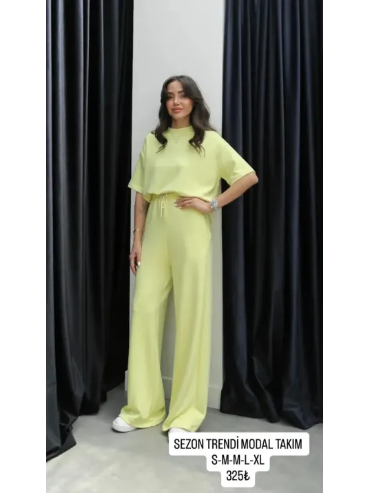 Tshirt Alt Üst Modal Takım Sarı