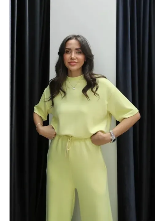 Tshirt Alt Üst Modal Takım Sarı