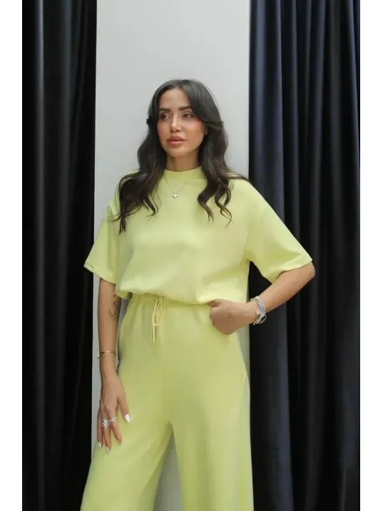 Tshirt Alt Üst Modal Takım Sarı