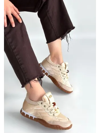 Tues Bej Nubuk Bağcıklı Spor Ayakkabı