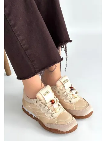 Tues Bej Nubuk Bağcıklı Spor Ayakkabı