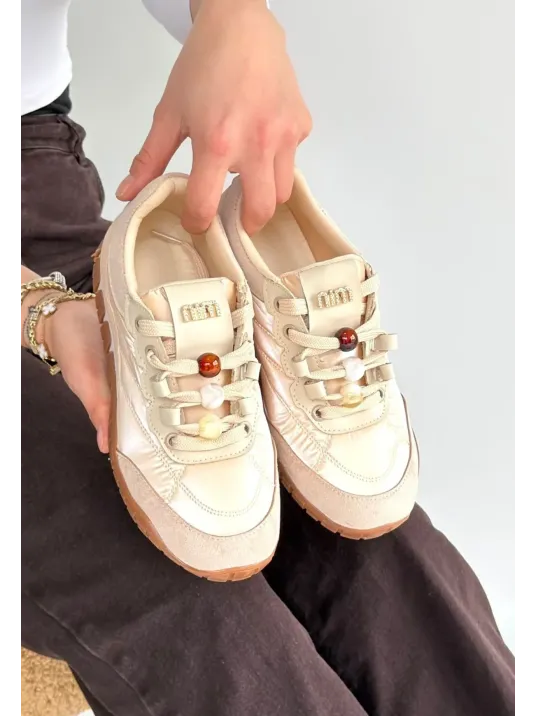 Tues Bej Nubuk Bağcıklı Spor Ayakkabı