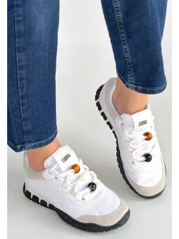 Tues Beyaz Nubuk Bağcıklı Spor Ayakkabı