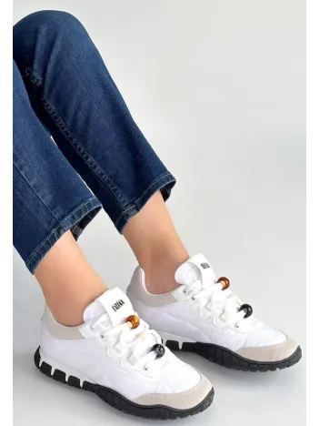 Tues Beyaz Nubuk Bağcıklı Spor Ayakkabı