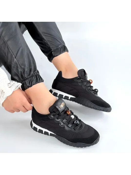 Tues Siyah Nubuk Bağcıklı Spor Ayakkabı