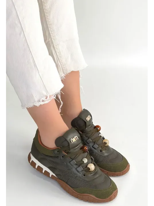 Tues Yeşik Nubuk Bağcıklı Spor Ayakkabı