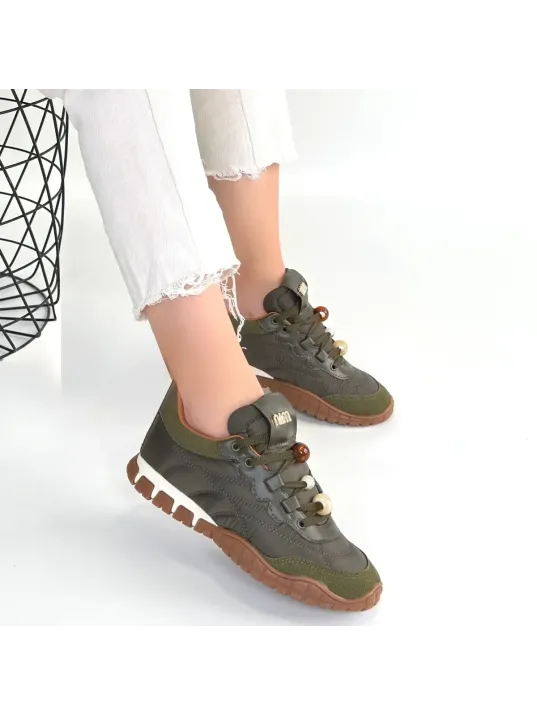 Tues Yeşik Nubuk Bağcıklı Spor Ayakkabı