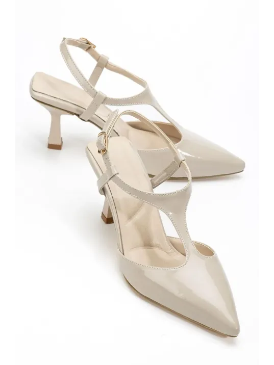 Tula Bej Rugan Topuklu Ayakkabı