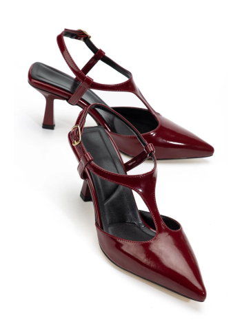 Tula Bordo Rugan Topuklu Ayakkabı