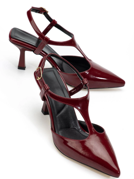 Tula Bordo Rugan Topuklu Ayakkabı