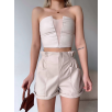 Tüllü deri crop bej w24615 Tüllü deri crop bej w24615