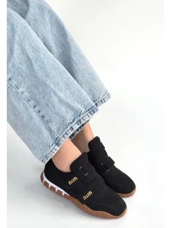 Tunga Siyah Süet Cırt Cırtlı Spor Ayakkabı