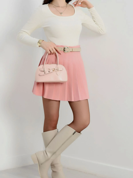 U yaka kaşkorse bluz beyaz A132 U yaka kaşkorse bluz beyaz A132