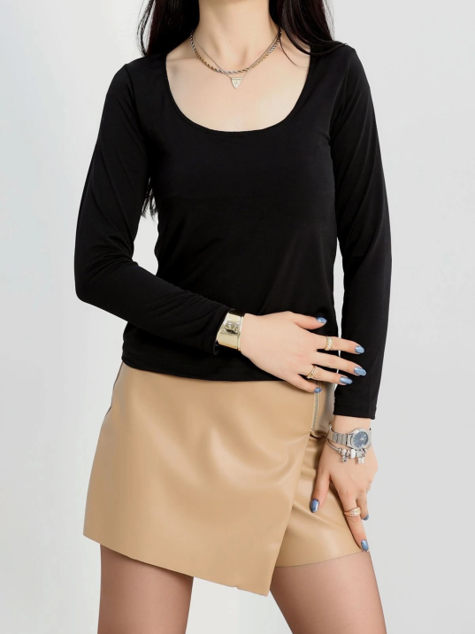 U yaka kaşkorse bluz siyah A132 U yaka kaşkorse bluz siyah A132