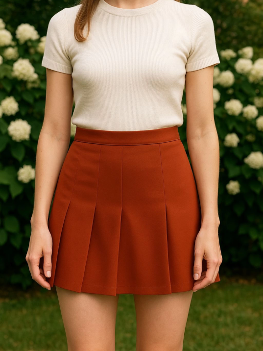 Üç pileli etek kremit w24815 Üç pileli etek kremit w24815