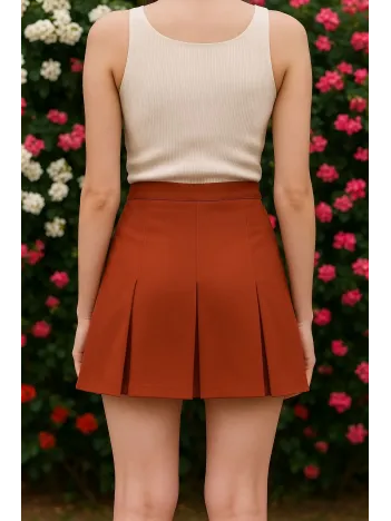 Üç Pileli Etek Kremit W24815