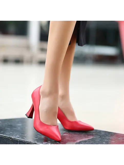 Ulba Kırmızı Cilt Stiletto Ayakkabı