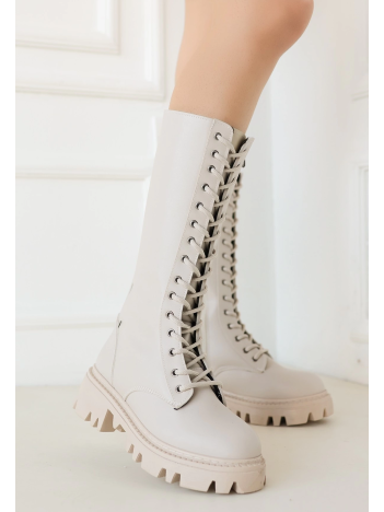 Uliza Bej Cilt Bağcıklı Çizme Uliza Bej Cilt Bağcıklı Çizme