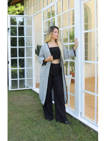 Uzun hırka çoban dikiş gri Uzun hırka çoban dikiş gri