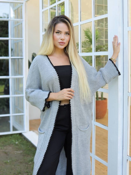 Uzun hırka çoban dikiş gri Uzun hırka çoban dikiş gri