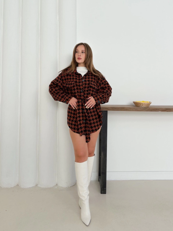 Uzun kaşe gömlek kahvesiyah st255812 Uzun kaşe gömlek kahvesiyah st255812