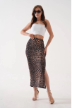 Uzun Yırtmaçlı İnce Kumaş Etek Leopar Uzun Yırtmaçlı İnce Kumaş Etek Leopar