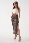 Uzun Yırtmaçlı İnce Kumaş Etek Leopar Uzun Yırtmaçlı İnce Kumaş Etek Leopar