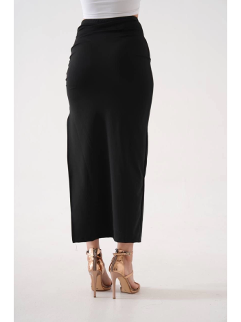 Uzun yırtmaçlı ince kumaş etek siyah Uzun yırtmaçlı ince kumaş etek siyah