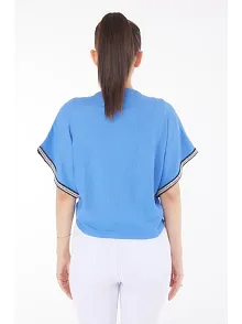 V Yaka Büzgülü Detaylı Bluz