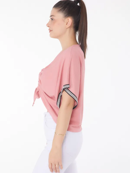 V yaka büzgülü detaylı bluz V yaka büzgülü detaylı bluz