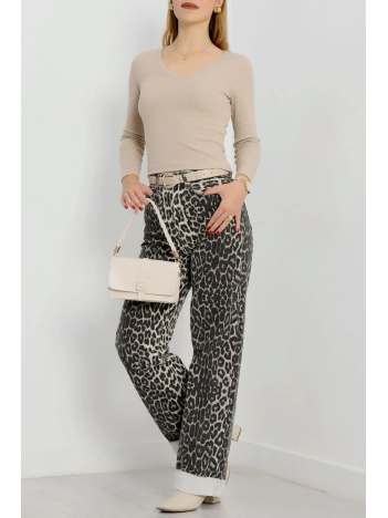 V yaka kaşkorse bluz bej a3699