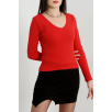 V yaka kaşkorse bluz kırmızı a3699 V yaka kaşkorse bluz kırmızı a3699