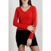 V yaka kaşkorse bluz kırmızı a3699 V yaka kaşkorse bluz kırmızı a3699