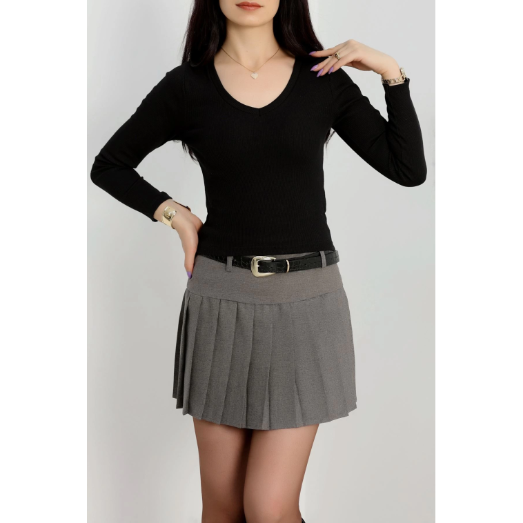 V yaka kaşkorse bluz siyah a3699 V yaka kaşkorse bluz siyah a3699