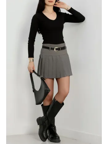 V Yaka Kaşkorse Bluz Siyah A3699