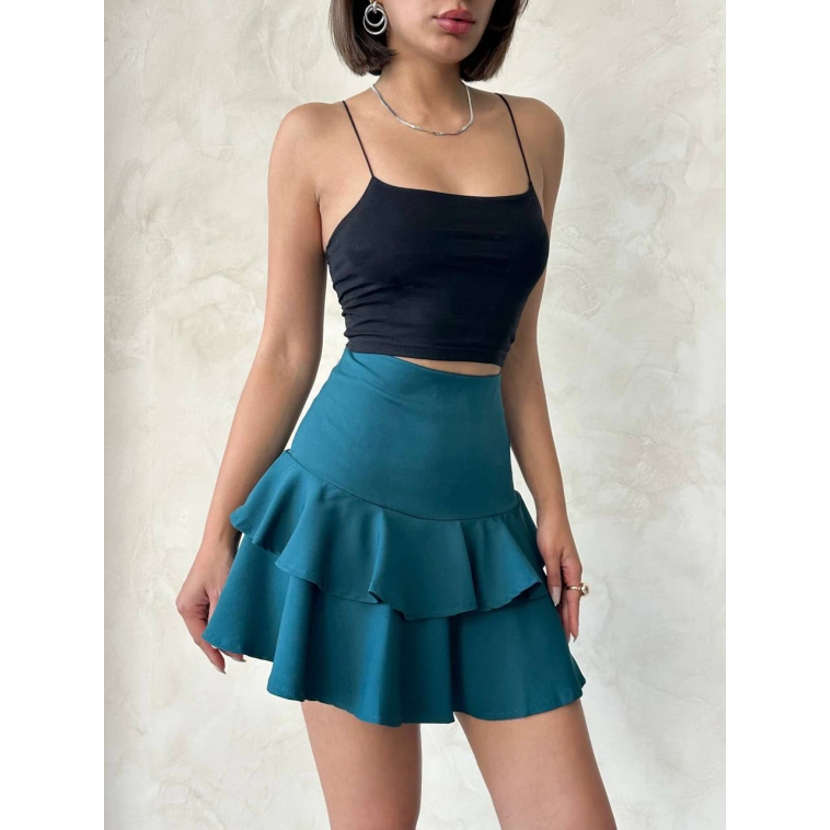 Valonlu fırfırlı etek yeşil s24681 Valonlu fırfırlı etek yeşil s24681