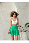 Valonlu Fırfırlı Etek Yeşil S24681