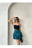 Valonlu Fırfırlı Etek Yeşil S24681