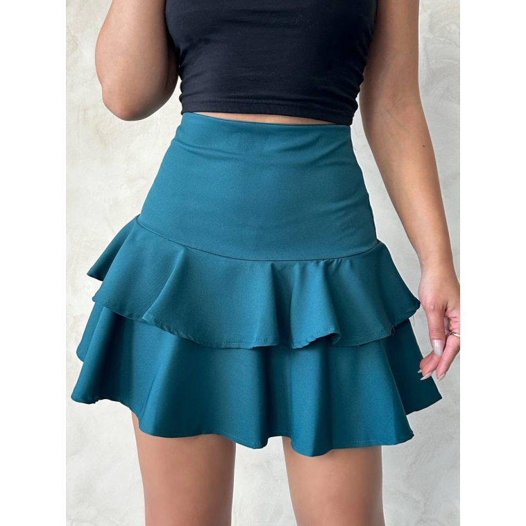 Valonlu fırfırlı etek yeşil s24681 Valonlu fırfırlı etek yeşil s24681