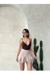 Valonlu Fırfırlı Şort Bej S24683